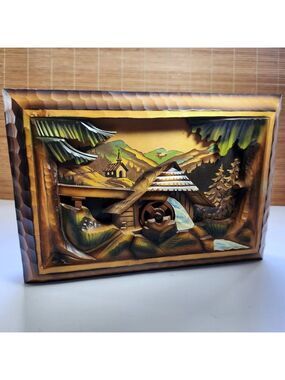 Swiss Music Box REUGE "Mill in the Black Forest" Wood Wall Hung 3D